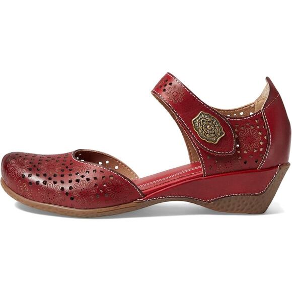 L’Artiste by Spring Step Womens Americana Wedge Mary Jane Shoe -- Red, 35M NEW - Picture 4 of 5